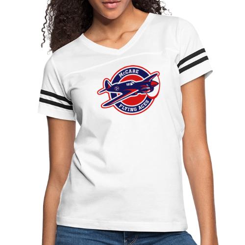Navy & Red Flying Aces - Women's V-Neck Football Tee