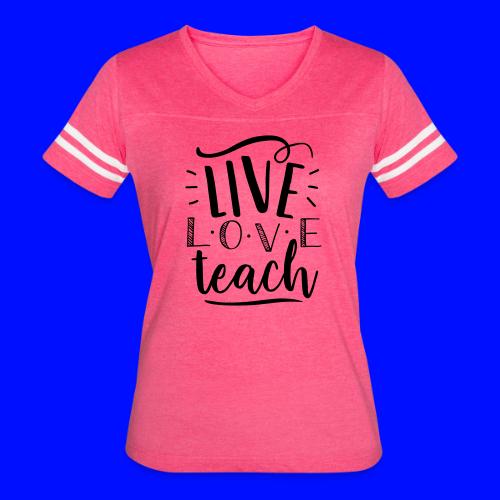 Live Love Teach Cute Teacher T-Shirts - Women's V-Neck Football Tee