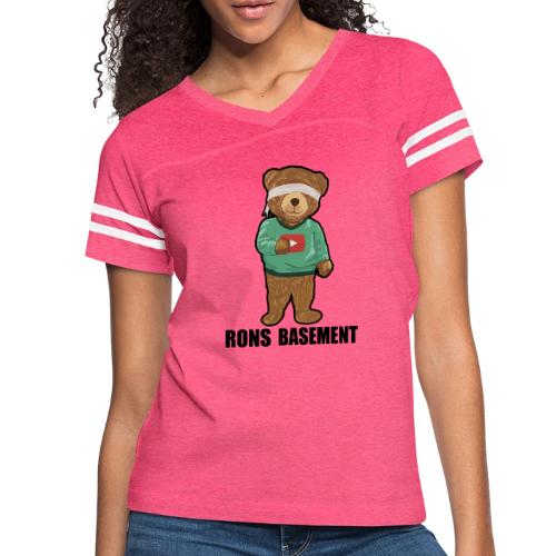 RONS BASEMENT Merchandise - Blindfolded Bear - Women's V-Neck Football Tee