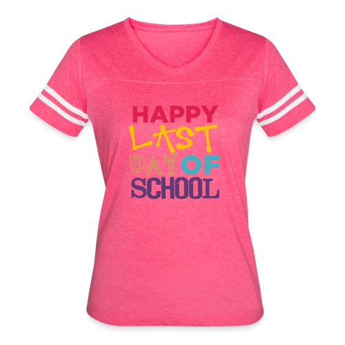 Bold Happy Last Day of School Teacher Shirts - Women's V-Neck Football Tee