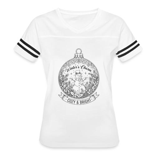 Festive Snowman T-Shirt - Women's V-Neck Football Tee