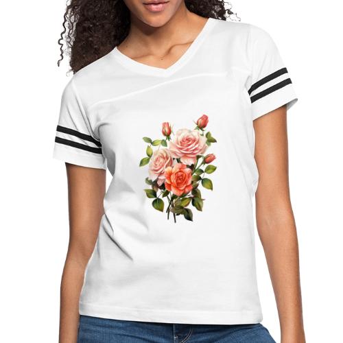 Pink Roses - Women's V-Neck Football Tee