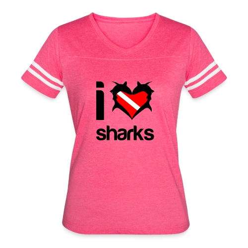 I Love Sharks - Women's V-Neck Football Tee