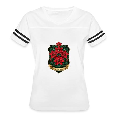 Poinsettia Crest T-Shirt - Women's V-Neck Football Tee