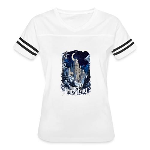 Celestial Winter Temple T-Shirt - Women's V-Neck Football Tee