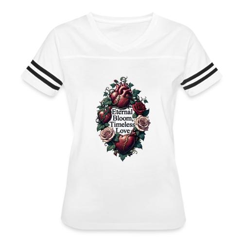 Eternal Bloom Timeless Love Entwined Hearts T-Shir - Women's V-Neck Football Tee