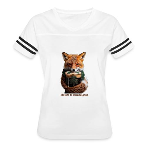 Sly Emerald Fox Toast T-Shirt - Women's V-Neck Football Tee