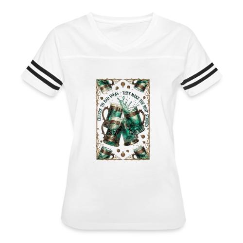 Cheers to Bad Ideas Tankards Graphic Tee - Women's V-Neck Football Tee