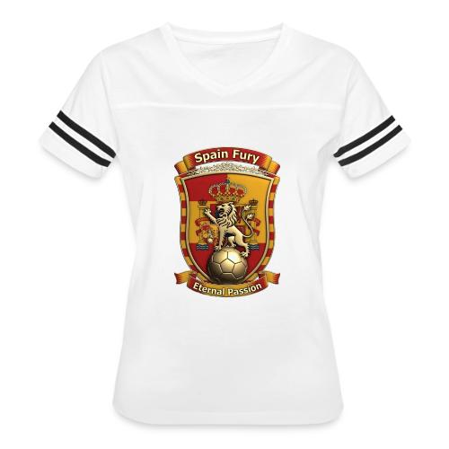 Spain Lion Fury T-Shirt, Spanish Crest Gift - Women's V-Neck Football Tee