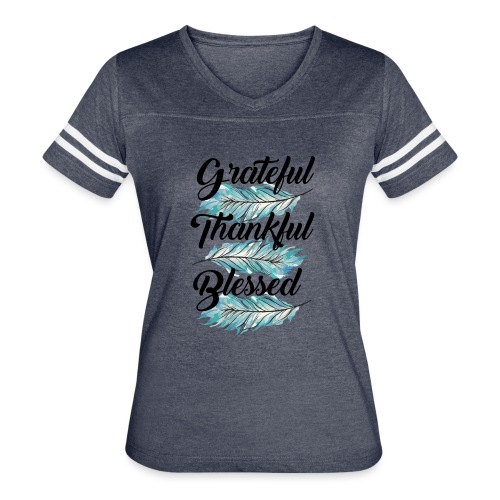 feather blue grateful thankful blessed - Women's Vintage Sports T-Shirt