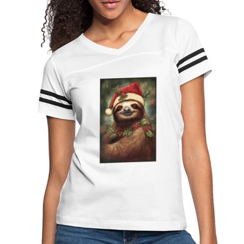 Christmas Sloth - Women's V-Neck Football Tee