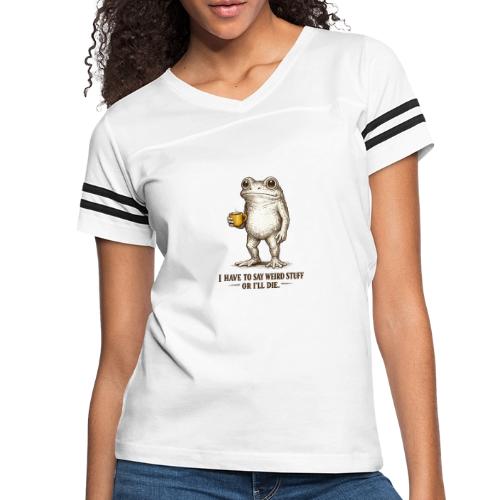 Weird Stuff Frog Coffee Humor - Women's V-Neck Football Tee