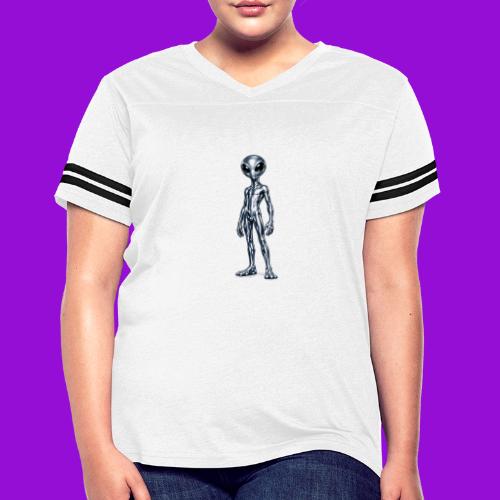 Silver Alien - Women's V-Neck Football Tee