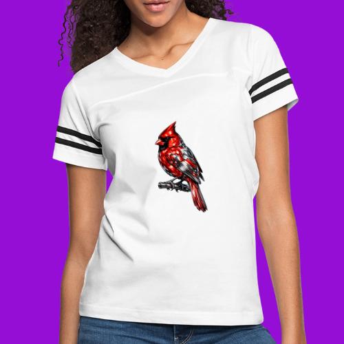 Silver Cardinal - Women's V-Neck Football Tee