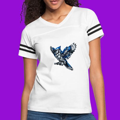 Silver Blue Jay Open Wing Perch - Women's V-Neck Football Tee