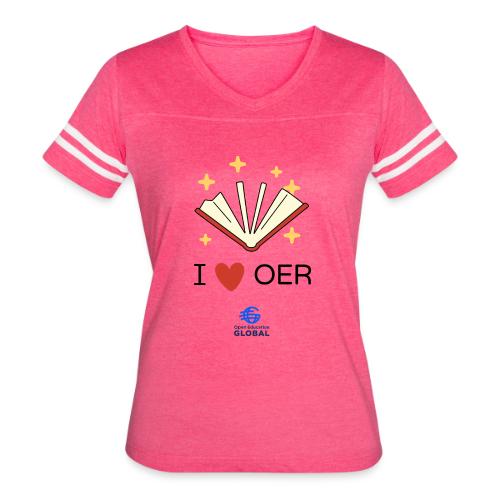 I love OER - Women's V-Neck Football Tee