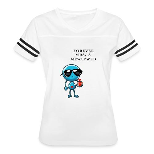 Mrs S Forever Newlywed - Women's V-Neck Football Tee