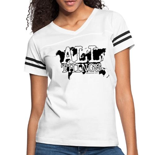 All Things World Map - Women's V-Neck Football Tee