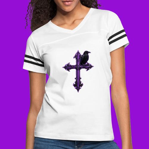 Gothix Raven Cross - Women's V-Neck Football Tee