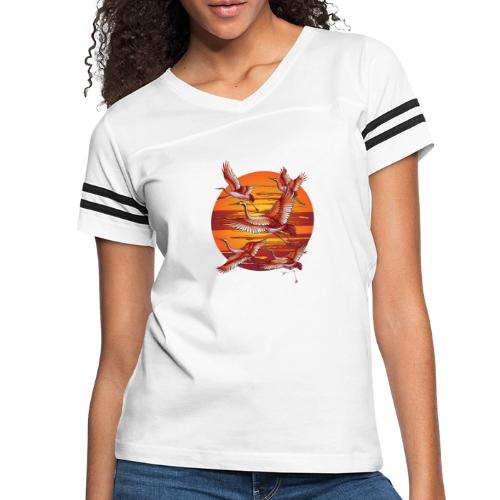 Japanese Cranes Migrating: Travel & Journey - Women's V-Neck Football Tee