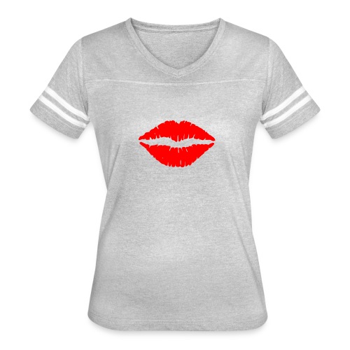 Red Lips Kisses - Women's V-Neck Football Tee