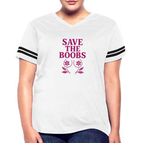 Save the boobs! - Women's V-Neck Football Tee