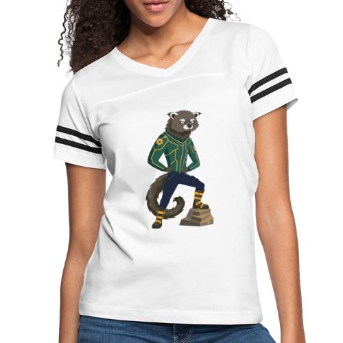 Raccoon Ranger in Neon Armor - Women's V-Neck Football Tee