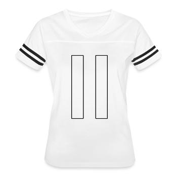Eleven Jersey By Samantha Davis - Women's V-Neck Football Tee - white/black - Front - Danielle (179cm)