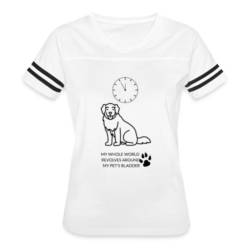 My Pet's Bladder World T-Shirt | Funny Dog/Cat Own - Women's V-Neck Football Tee
