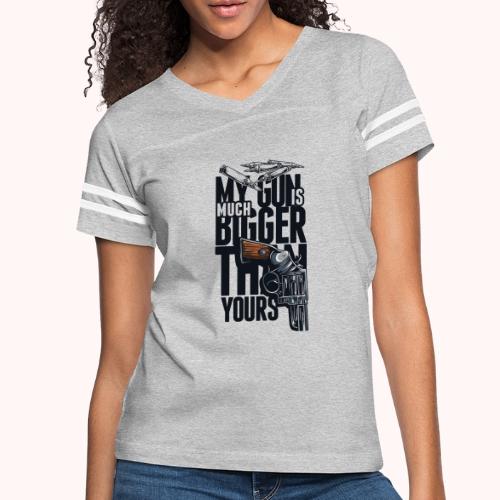 My gun is much bigger than yours - Women's V-Neck Football Tee