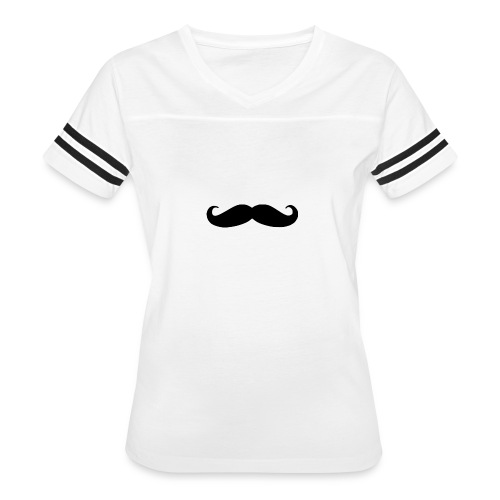 mustache - Women's V-Neck Football Tee