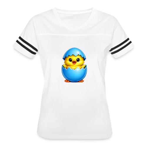 Easter Chick Blue - Women's V-Neck Football Tee