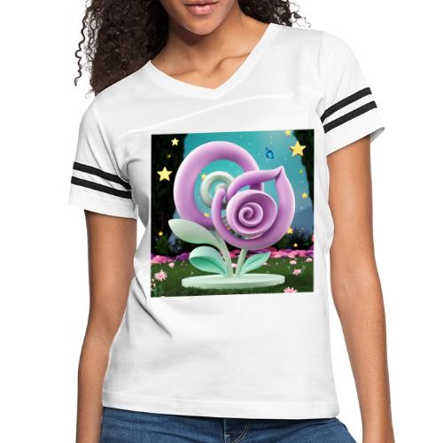 Lila Bloom | Double Floral Eco-Inspired Art - Women's V-Neck Football Tee