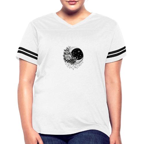 Crescent Moon Floral - Women's V-Neck Football Tee