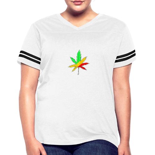 Rasta leaf - Women's V-Neck Football Tee