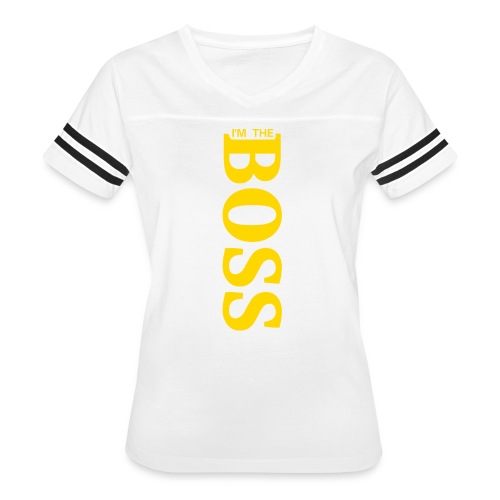 I'm The BOSS (vertical golden yellow gold letters) - Women's V-Neck Football Tee