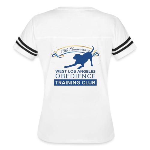 75th Anniversary Front and Back - Women's V-Neck Football Tee