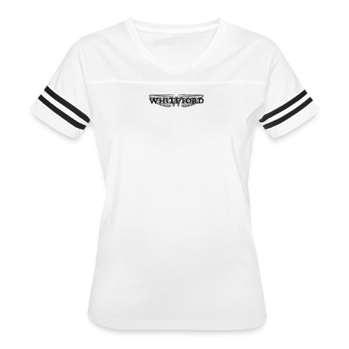 Whiteford small logo front large wings back - Women's V-Neck Football Tee