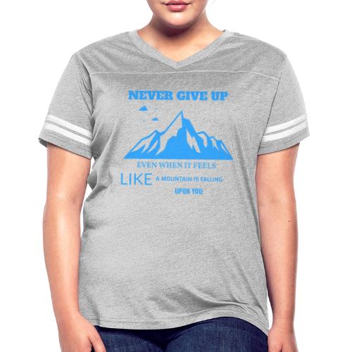 Never Give Up - Women's V-Neck Football Tee