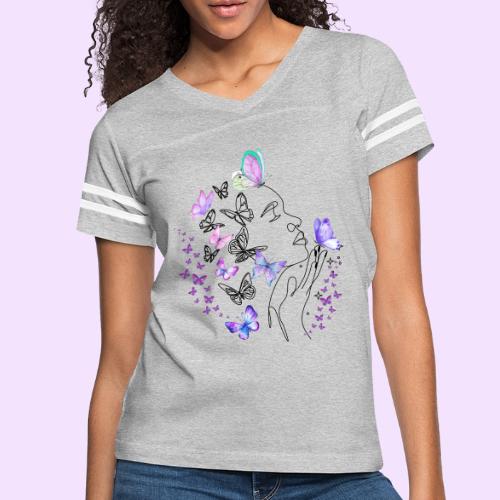 Dreamy Butterfly Goddess - Fairytale Design - Women's V-Neck Football Tee