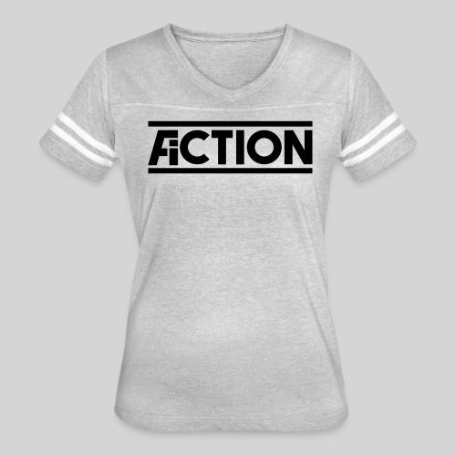 Action Fiction Logo (Black) - Women's V-Neck Football Tee