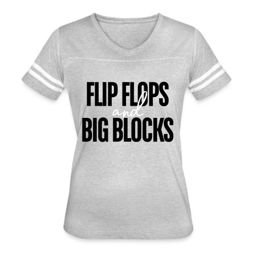 FLIP FLOPS AND BIG BLOCKS - Women's V-Neck Football Tee