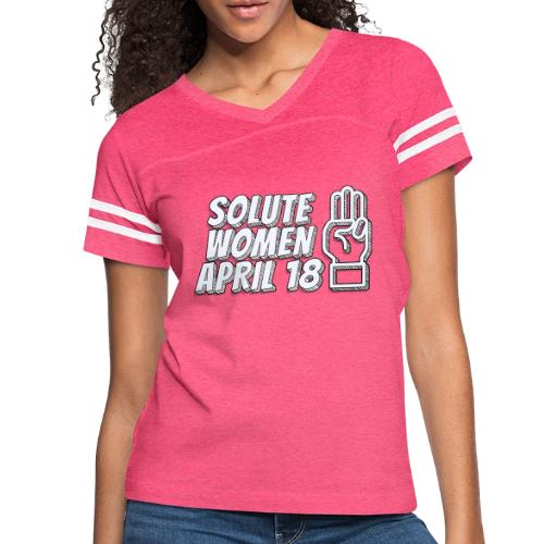 Solute Women April 18 - Women's V-Neck Football Tee