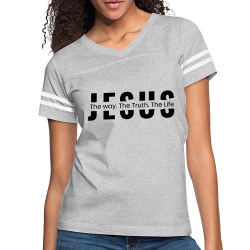 Jesus the Truth and the Life Bible Verse Merch - Women's V-Neck Football Tee