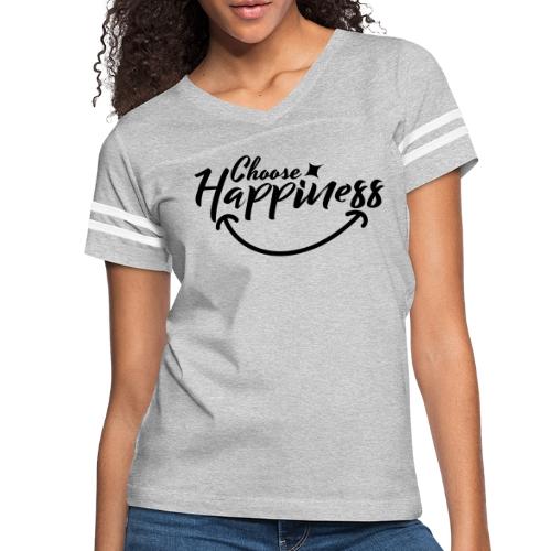 Choose Happiness Positive Affirmation Typography - Women's V-Neck Football Tee