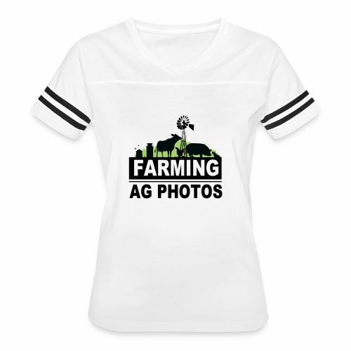Farming Ag Photos - Women's V-Neck Football Tee