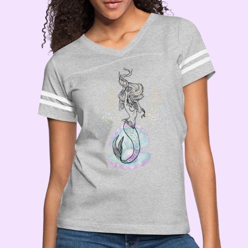 Mermaid Ocean Goddess In Shell - Fairytale Design - Women's V-Neck Football Tee