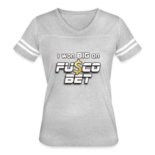 I WON BIG ON FUSCOBET - Women's V-Neck Football Tee