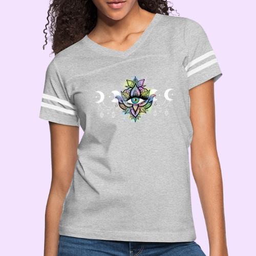 Third Eye Mandala - Moon Cycle Design - Women's V-Neck Football Tee