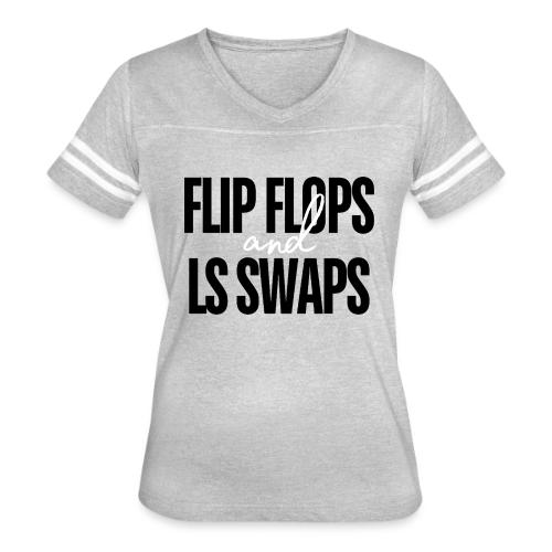 Flip Flops & LS Swaps - Women's V-Neck Football Tee